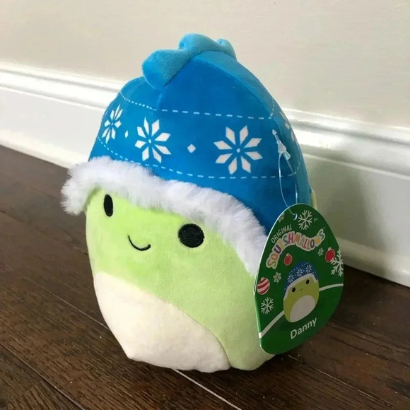 Original Squishmallows 8” Danny the Dino w/Snowflake Trapper Hat - BRAND NEW!! - Picture 2 of 7